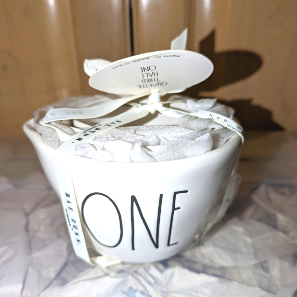 Rae Dunn matte white measuring cups. Farmhouse decor.